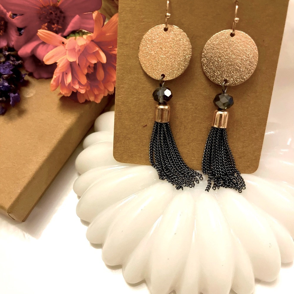 Rose Gold & chain earrings